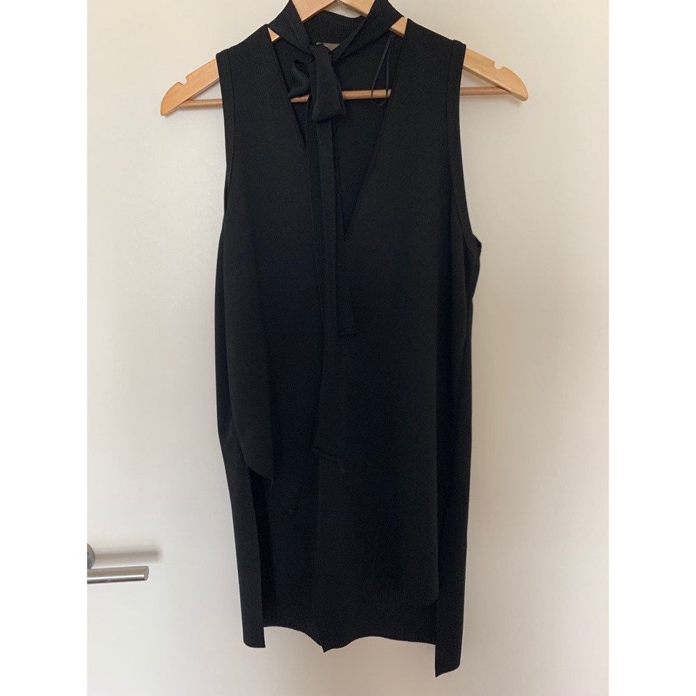Zara asymmetrical black tie neck top